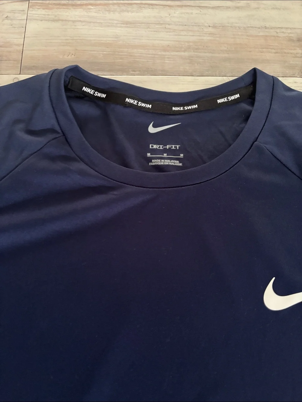 Nike Men’s Long Sleeve Swim Rash Guard - Navy with White Swoosh